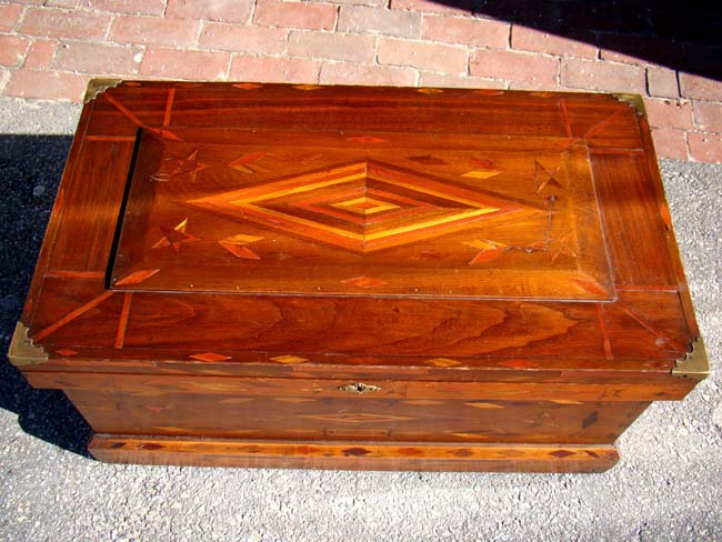 A late 19th century Antique Chest with wonderful exotic wood inlays circa 1880-1900 — image 4
